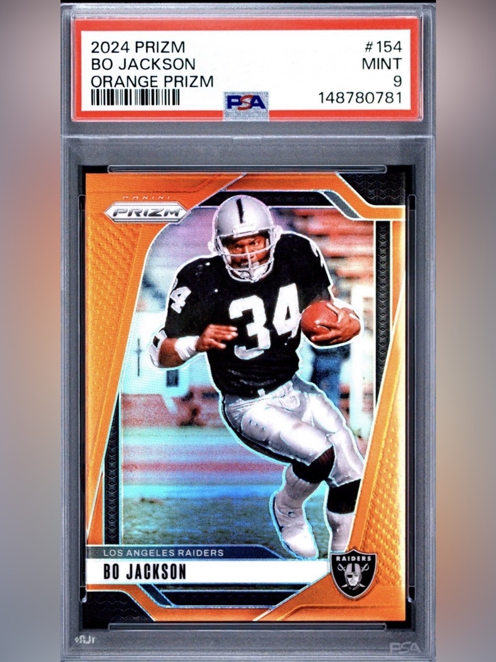 Bo Jackson 2024 ORANGE PRIZM

PSA 9   156/249 (RARE)

POP 4⭐️⭐️⭐️⭐️